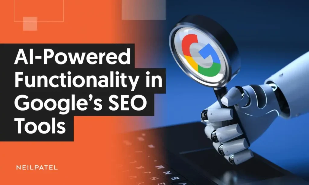 A graphic that says "AI-Powered Functionality in Google's SEO Tools."