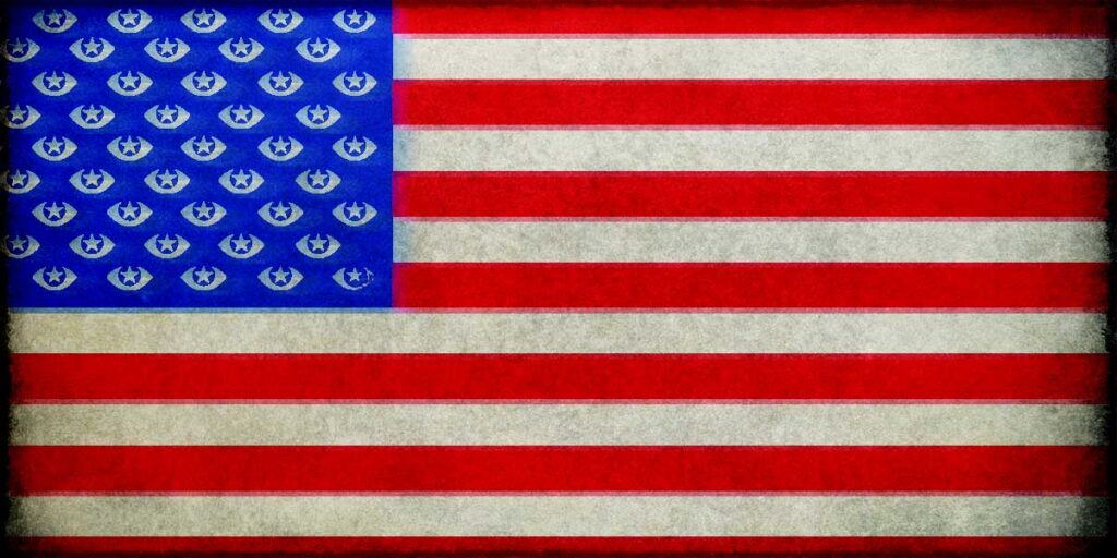 The Anthropic-DOD Conflict: Privacy Protections Shouldn’t Depend On the Decisions of a Few Powerful People US flag with spying eyes for stars