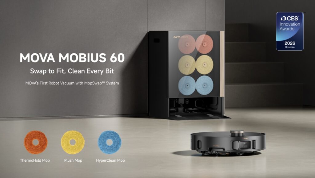 The MOVA MOBIUS 60 solves robot vacuums’ biggest mopping problem with three specialized pads Mova Mobius 60