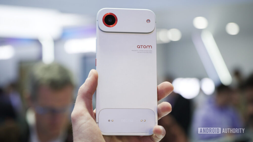 Someone holding the TECNO concept phone at MWC 2026.