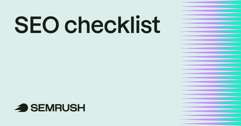 SEO checklist with 43 steps covering basics, keyword research, technical SEO, content, link building, and agentic search optimization.