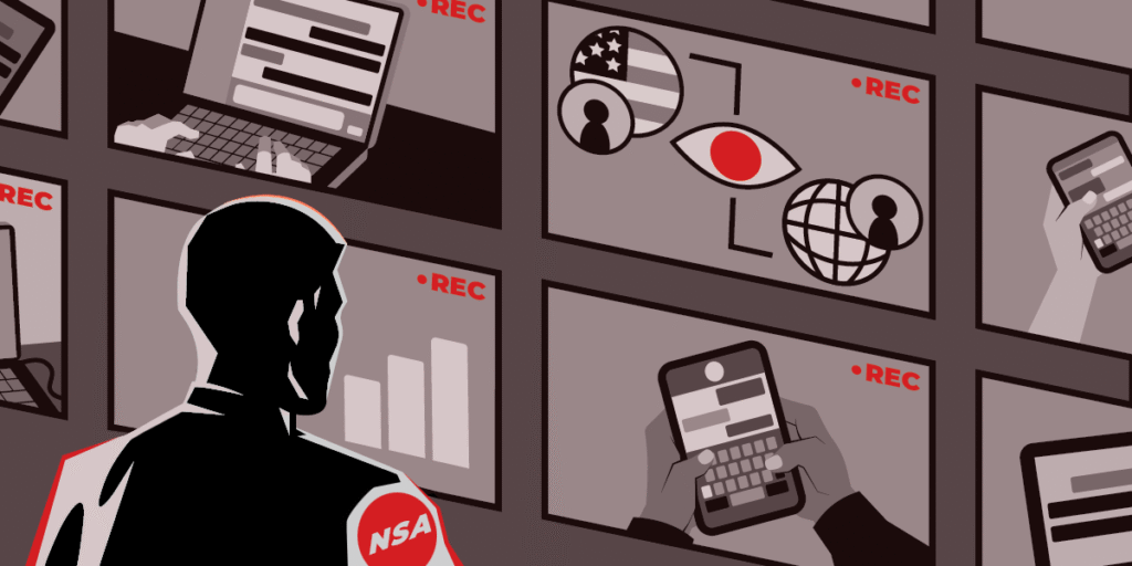 We Need You: Our Privacy Cannot Afford a Clean Extension of Section 702 The back of an NSA agent watching several screens