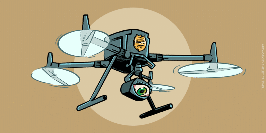 police drone on tan background